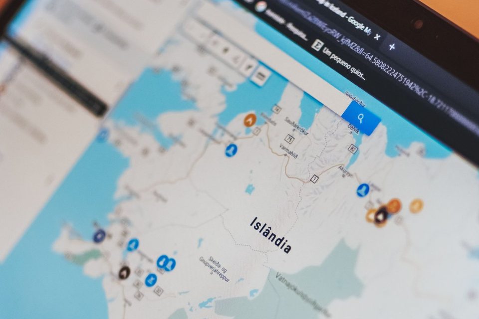 Laptop showing a map on screen