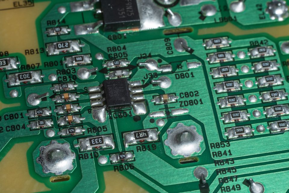 Close-up of an electronic circuit board